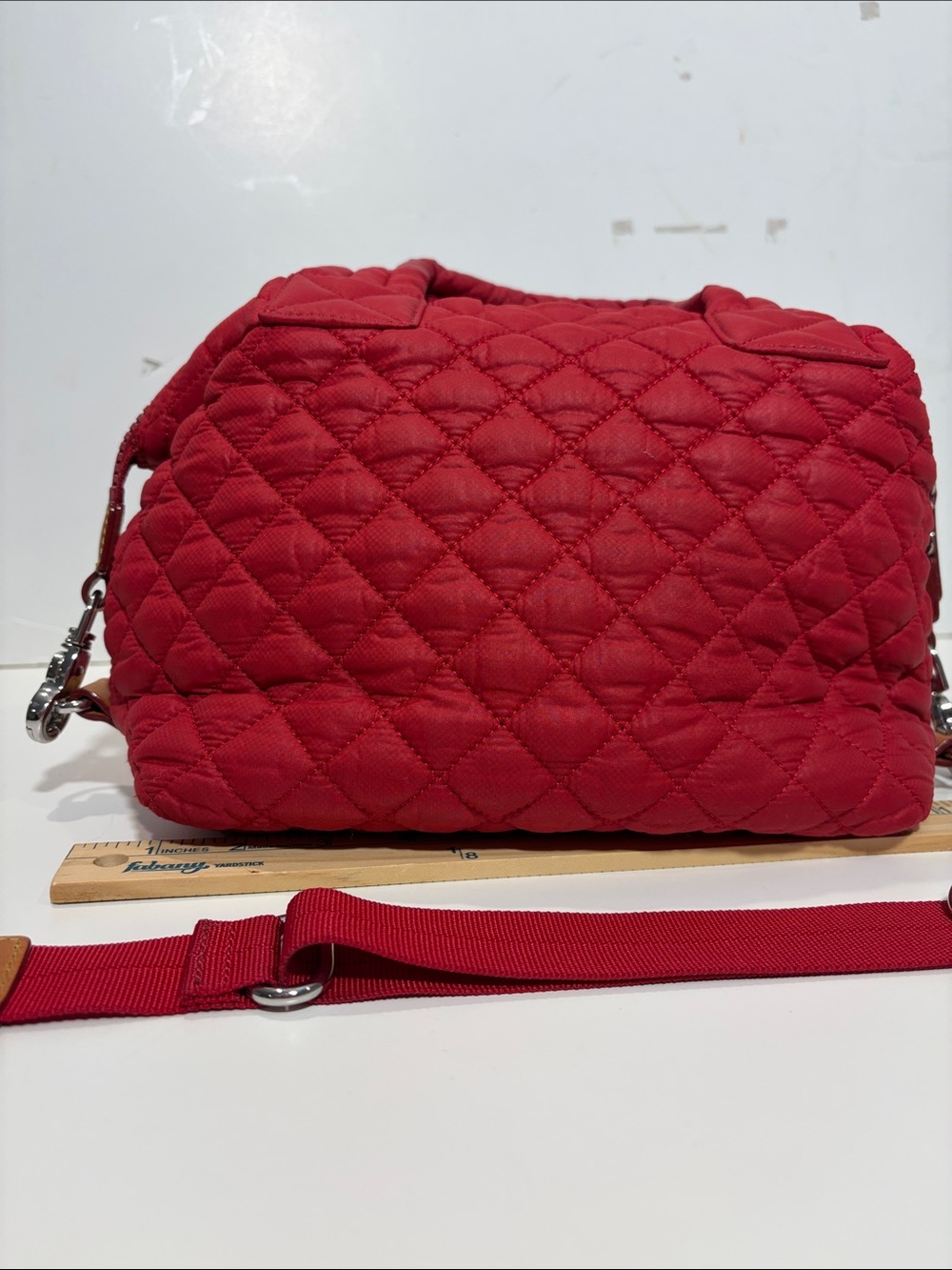 MZ Wallace Classic Sutton Crossbody Bag | Red Quilted Nylon | Good Condition - Picture 4 of 8